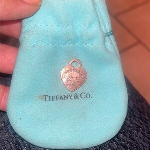 Tiffany & Co. Silver Heart Tag on Blue Pouch